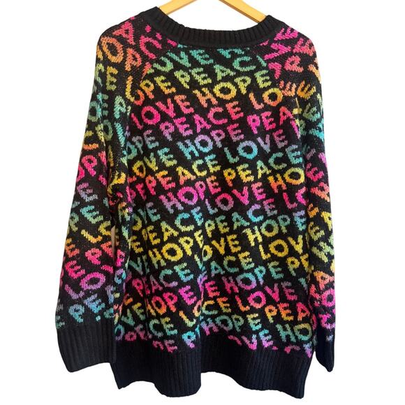 Torrid Peace Love Hope Vegan Cashmere Pullover Crew Sweater Size 1 - Picture 2 of 5
